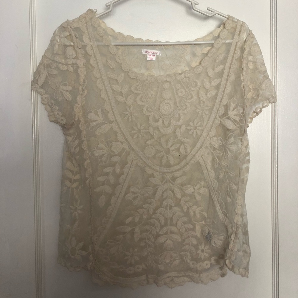white lace shirt